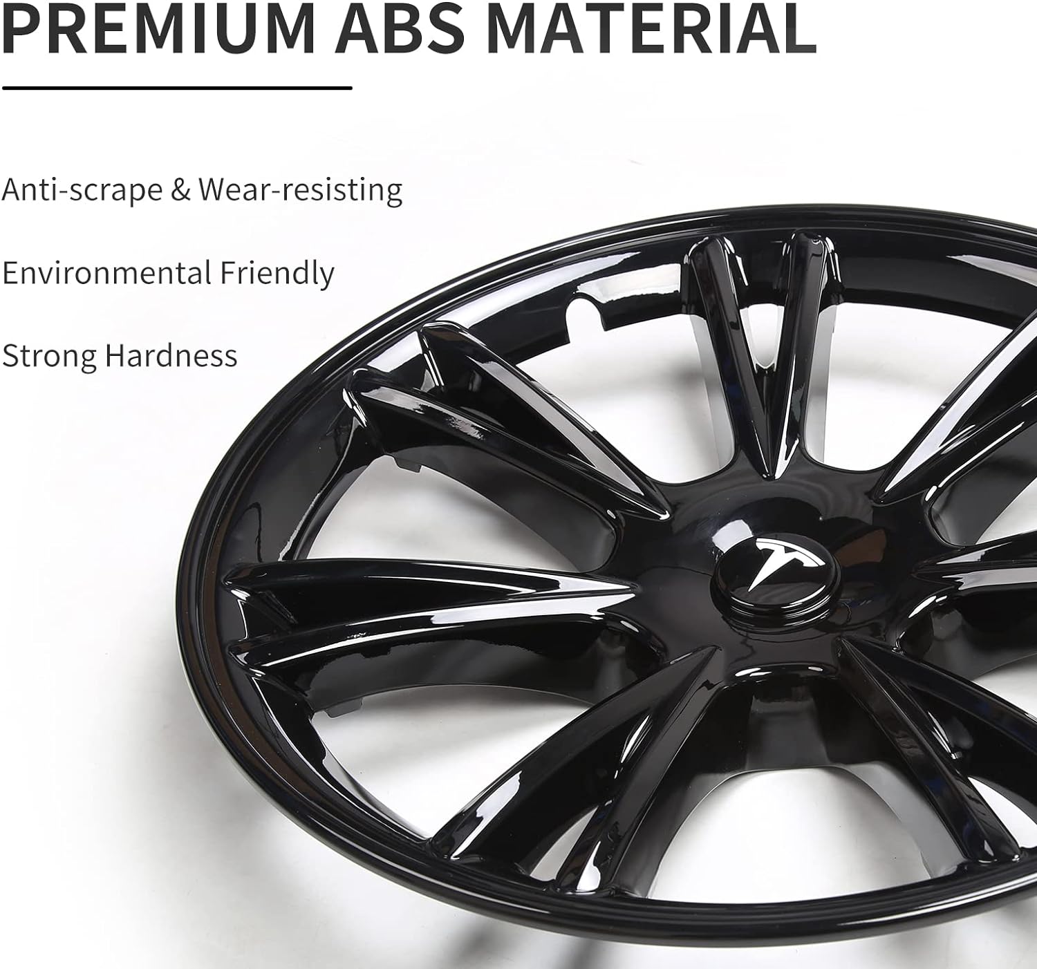 19-Inch Gemini Wheel Covers for Tesla Model Y Rims | Replacement Hub Caps (Set of 4, Gloss Black)