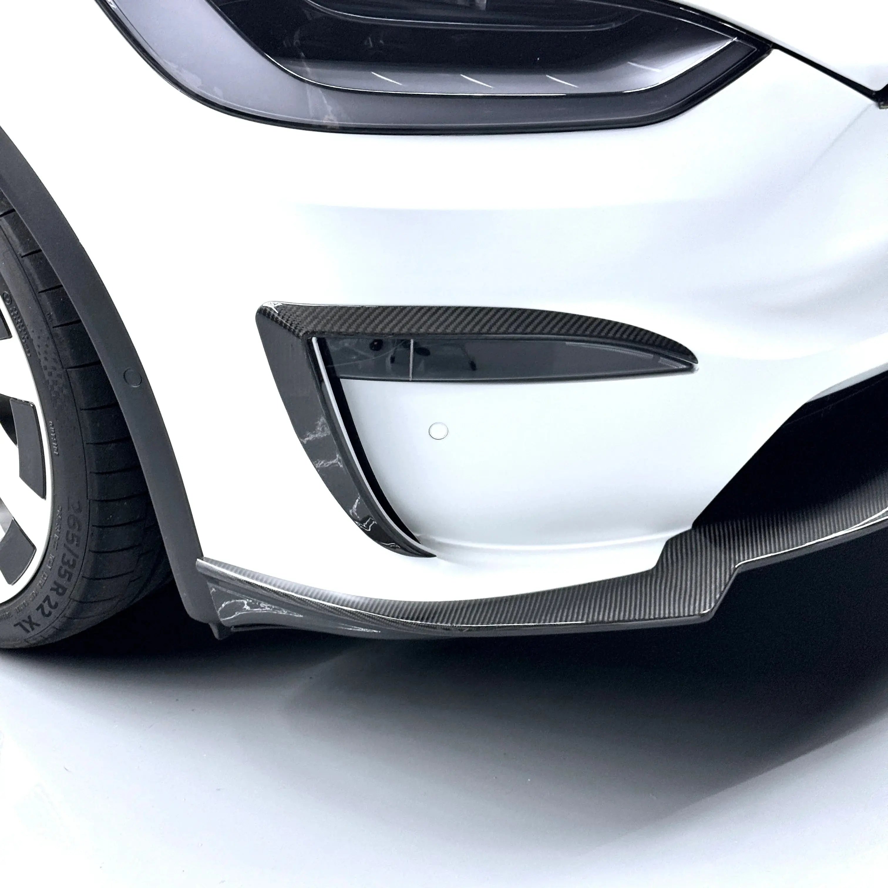 2022+ | Model X Fog Light Canards/Eyelids (1 Pair) - Real Molded Carbon Fiber