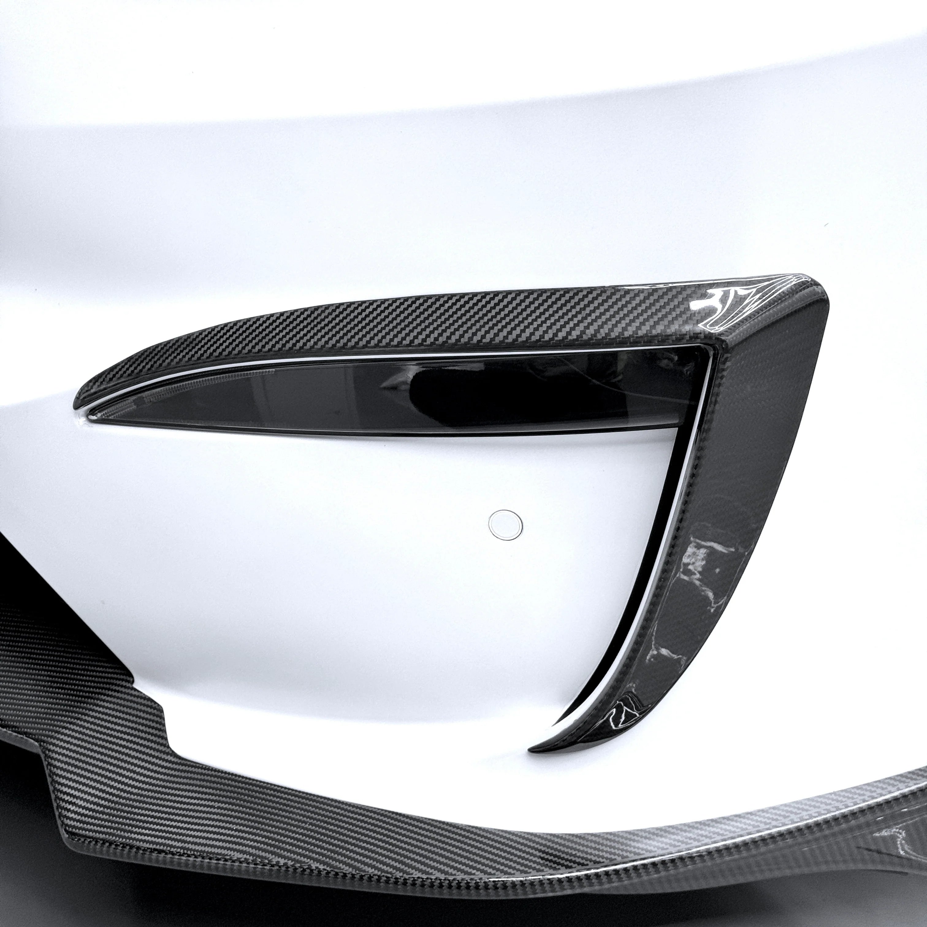 2022+ | Model X Fog Light Canards/Eyelids (1 Pair) - Real Molded Carbon Fiber