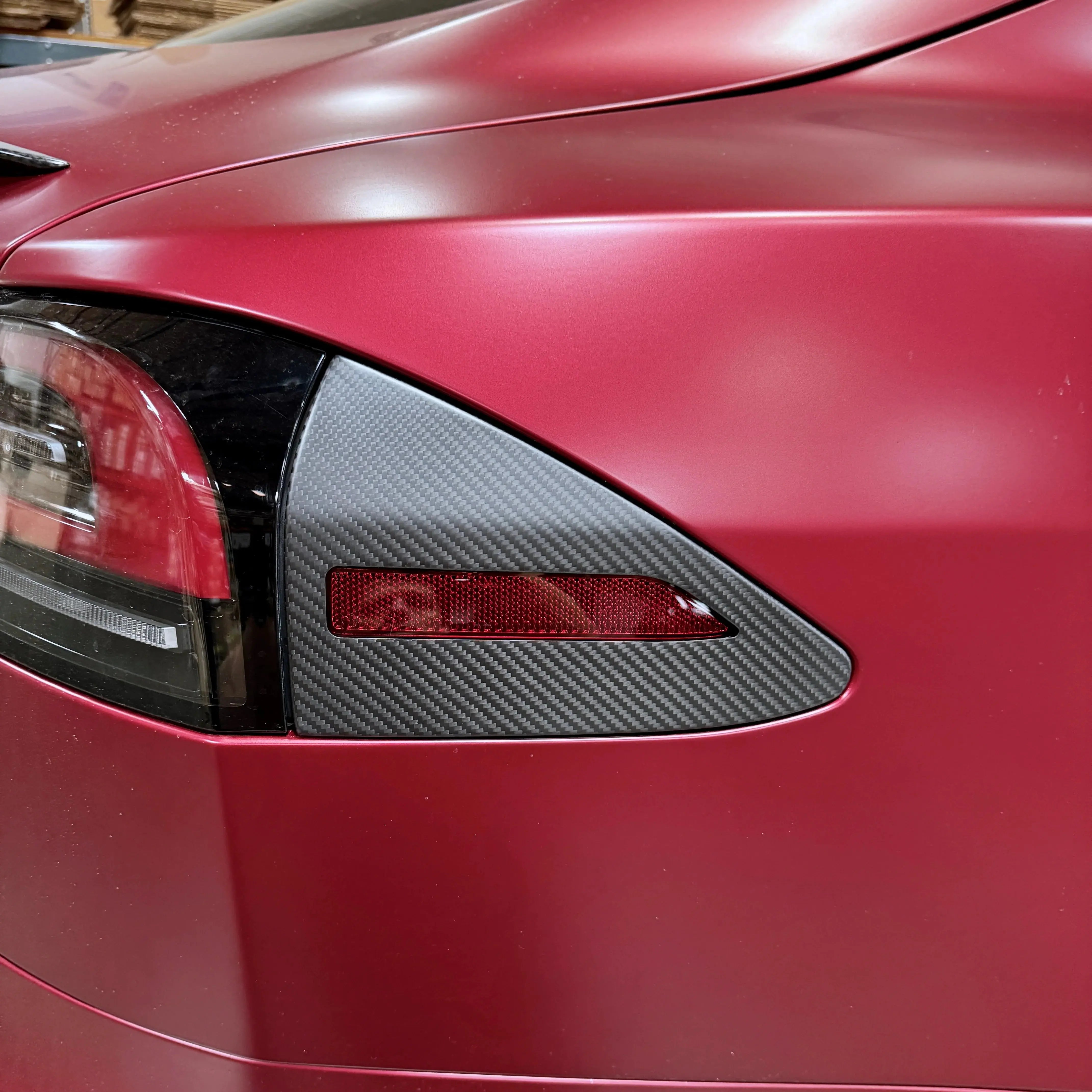 2023+ | Model S Charging Port Overlay (1 Pair) - Real Dry Molded Carbon Fiber